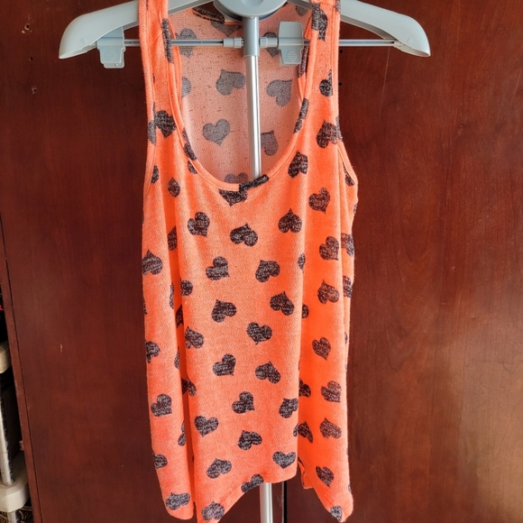 No Boundaries Tops - Heart Tank Top Shirt Melon Black Womens XL